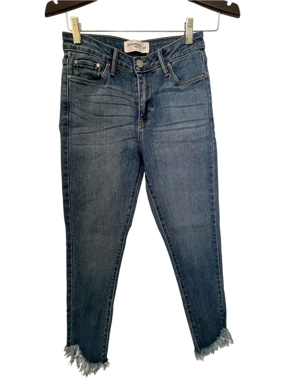 Women’s Just Black Denim High Rise Raw Frayed Hem Skinny Jeans Size 27